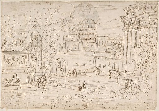Fantasy based on Vatican: Sistine Chapel, Loggia (identification by James S. Ackerman) (recto); A Lion (verso)