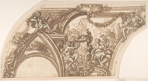 Drawing Showing Two Alternate Designs for a Cove Decoration