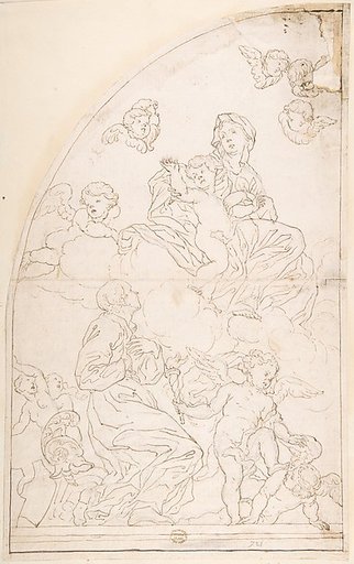 Saint Adoring the Madonna and Child