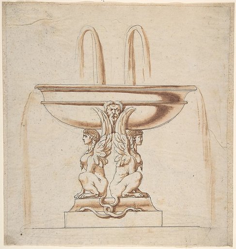 Design for a Fountain: Bowl Supported by Two Sphynxes
