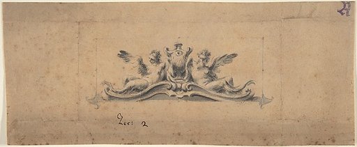 Design for an Overdoor or Headpiece: Two Reclining Figures and Urn