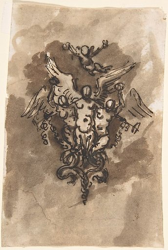 Drawing for a Vignette of Fame (recto); Cropped Drawing of Horse's Leg (verso)