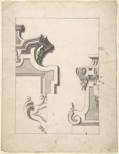 Designs for One Half of an Overdoor, and One Half of a Pedestal (?)