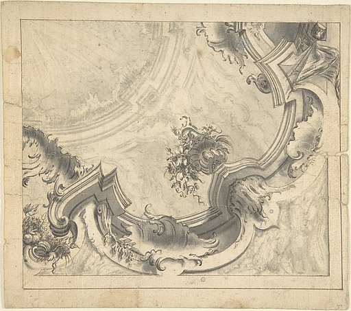 One Quarter of a Design for a Painted Ceiling (recto); Ornaments (verso)