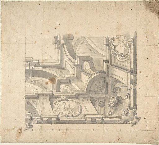 1/4 Design for a Painted Ceiling, architectural perspective