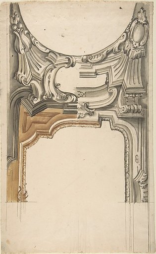 Two Alternate Designs for a Decoration over an Arched Opening with an Ornamental Cove
