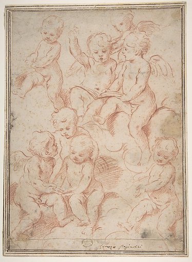 Winged Putti with Open Music Books