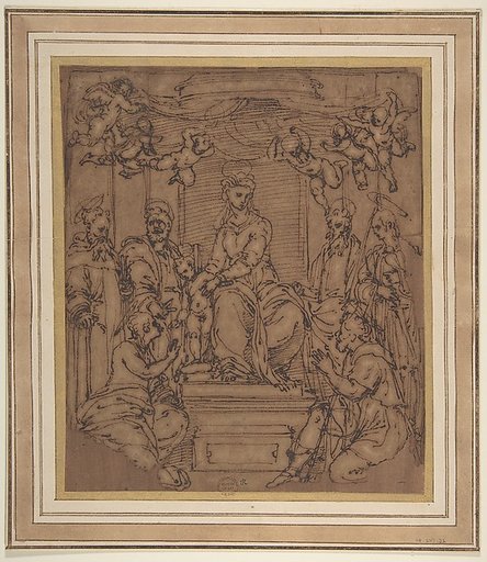 Virgin and Child Enthroned with Saint Anthony Abbot, Saint Peter, Saint Paul, Saint Julian the Hospitaler, Saint Roch, and Saint Mary Magdalen?