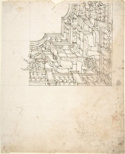 1/4 Design for a Painted Ceiling, with the Arms of a Cardinal in the Corner