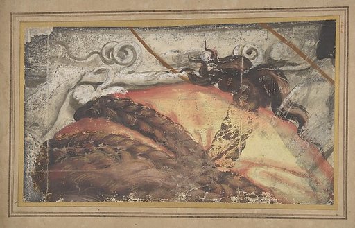 Tapestry Cartoon Fragment: The Top of Woman's Head with Hair Braided over a Cloth Headdress