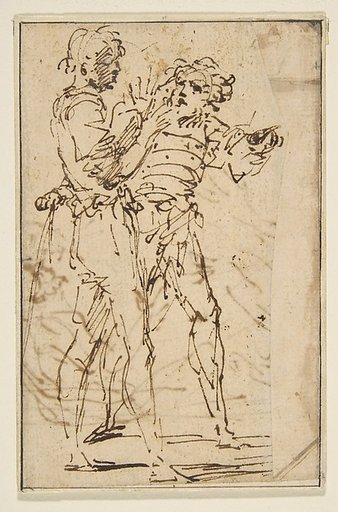 Two Standing Men Gesticulating