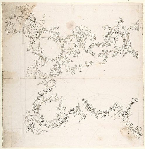 Design for a Ceiling Decoration with Putti and Garland Motifs