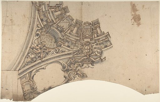 Design for a Part of a Painted Vaulted Ceiling with a Coat of Arms in Form of a Cross