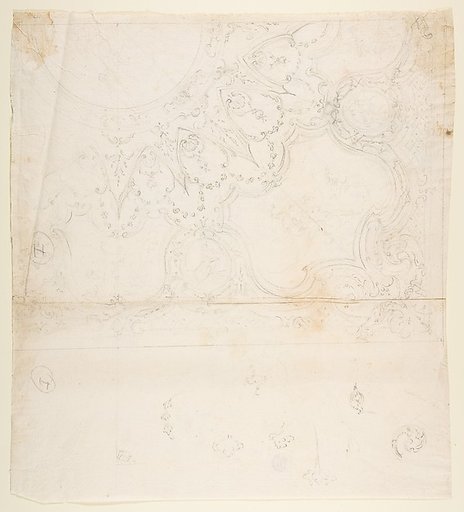 Design for One Quarter of a Ceiling with a Medallion at the Center (recto); Design for a Quarter of a Ceiling with a Medallion at the Corner and a Medallion at the Center (verso)