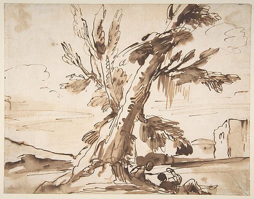 Landscape with Two Men Under a Tree