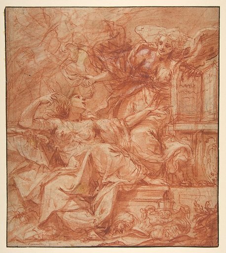 Truth Removing the Blinders from the Eyes of Ignorance (recto); Designs for Frames (verso)