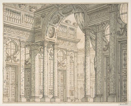 Design of a Perspective for a Stage Set with Courtyard and Triumphal Arch