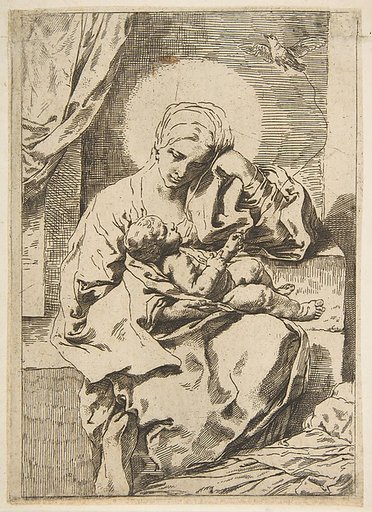 Madonna and Child with a bird, copy in reverse