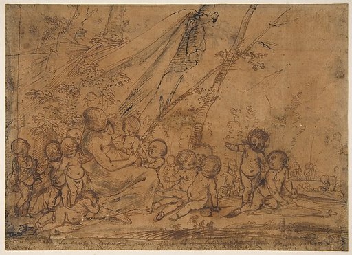 A Seated Female Figure Surrounded by Nude Infants