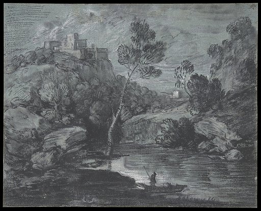 Mountain Landscape with a Castle and a Boatman