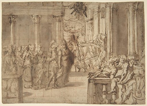 Dido and Aeneas (recto); Three Figures Traced in Reverse from Recto and a Study of a Seated Man (verso)