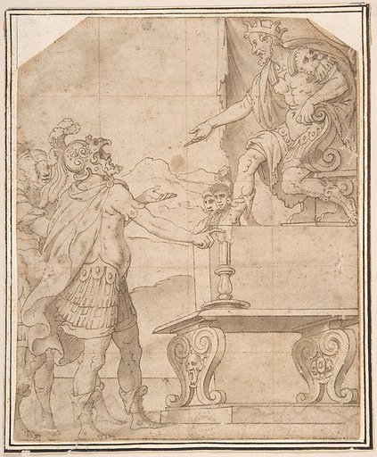 Mucius Scaevola Burning off his Hand before Porcenna