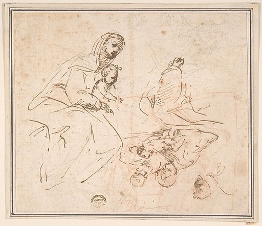 Two Studies for the Madonna and Child (recto); Flagellation (verso)