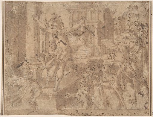 Young Soldier Showing a Head to the Populace (David?)