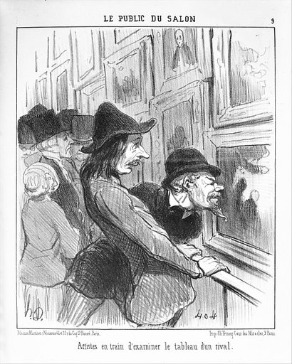 Artists Examining the Work of a Rival (Artistes en train d'examiner le tableau d'un rival), from Le Public du Salon, published in "Le Charivari"