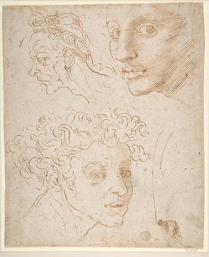 Three Heads after Michelangelo's Frescoes in the Sistine Chapel