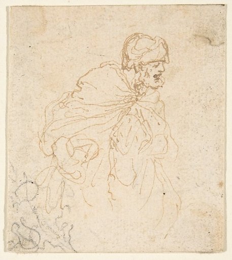 A Bearded Man in a Cloak and Turban Facing Right.