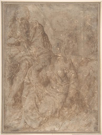 Woman and Old Man Seated