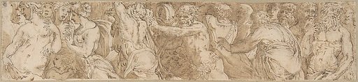 Procession (left-hand portion of border below Sacrifice of Isaac, inlaid-marble pavement, Siena Cathedral)
