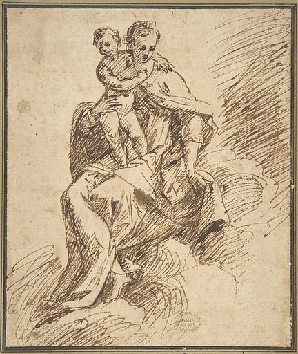 Madonna and Child on Clouds
