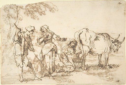 Rustic Scene (recto); Landscape (verso)