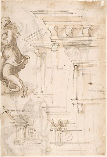 Architectural Sketches and a Figure (recto); Figure and Anatomical Sketches (verso)