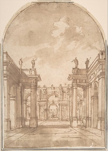 Court Yards (Sketch for Stage Scene?)