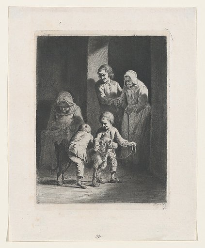 Children Playing with a Dog