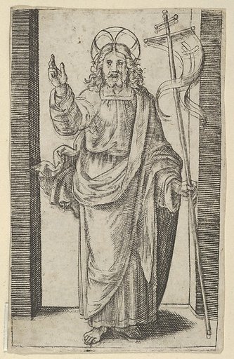 Christ, right hand raised in the gesture of blessing, from "Piccoli Santi" (Small Saints)