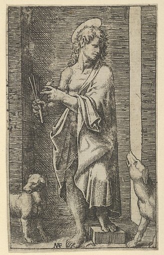 St Lazarus flanked by two dogs, from "Piccoli Santi" (Small Saints)