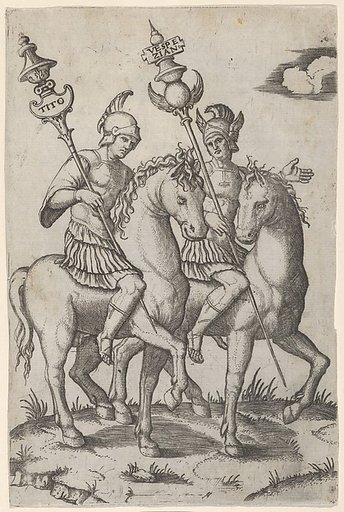 Titus and Vespanian both on horseback