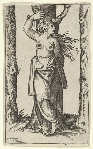 Saint Agatha tied to a tree, her breasts cut off, from "Piccoli Santi" (Small Saints)