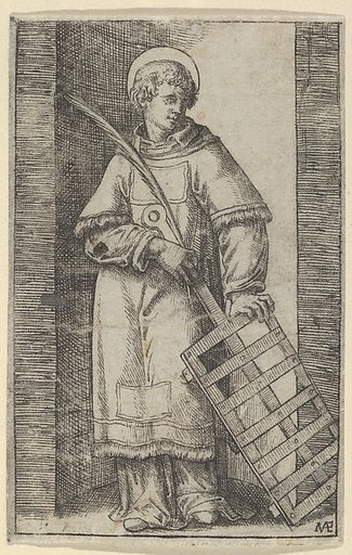 Saint Vincent, left hand resting on a grill, from "Piccoli Santi" (Small Saints)