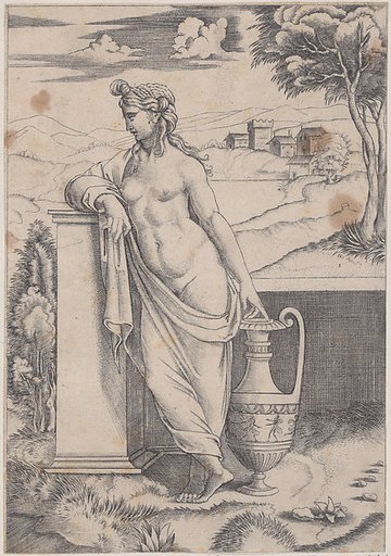 Woman Standing near a Vase