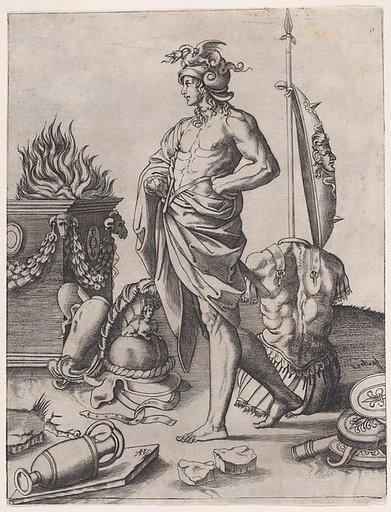 A Young Warrior Standing by an Altar, after Raphael