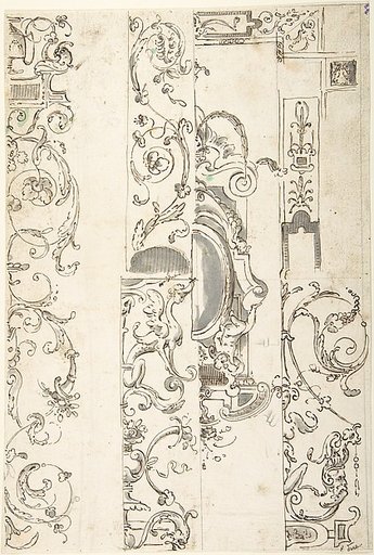 Sheet with Various Studies of Candelabra Grotesques, Foliage and a Cartouche