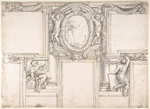 Design Wall Elevation with Stucco and Painted Decorations