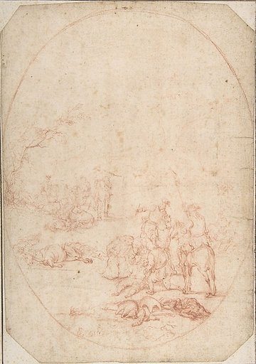 Landscape with Soldiers Helping the Wounded after a Battle