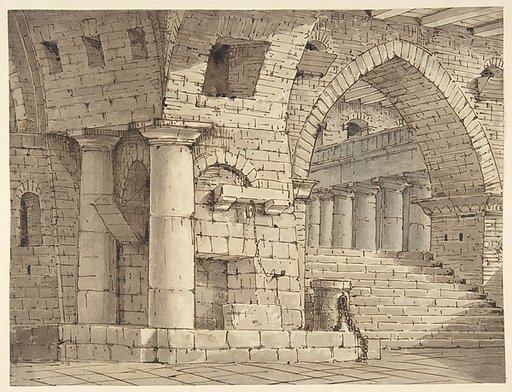 Design for a Stage Set Showing the Interior of a Fortress or Dungeon