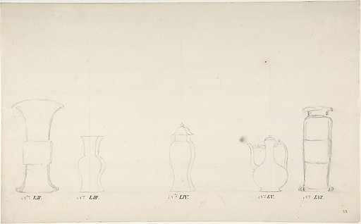 Design for Four Vases and a Teapot